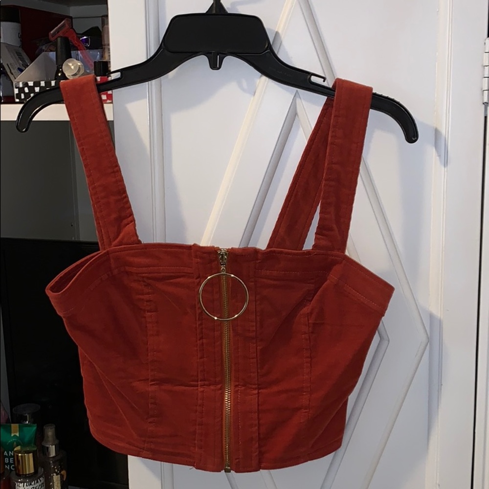 orange corduroy crop top